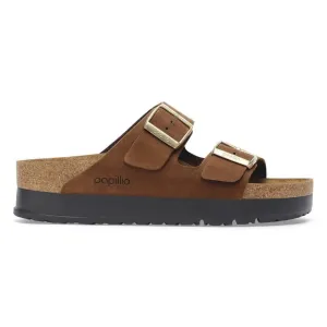 Birkenstock Women's Arizona Flex Platform Dark Tea Nubuck Leather